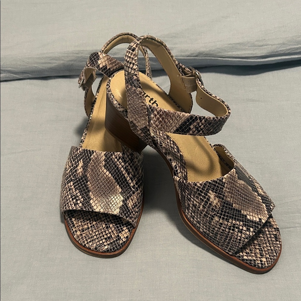 Earth Snake Print Sandals with Tan Accents
